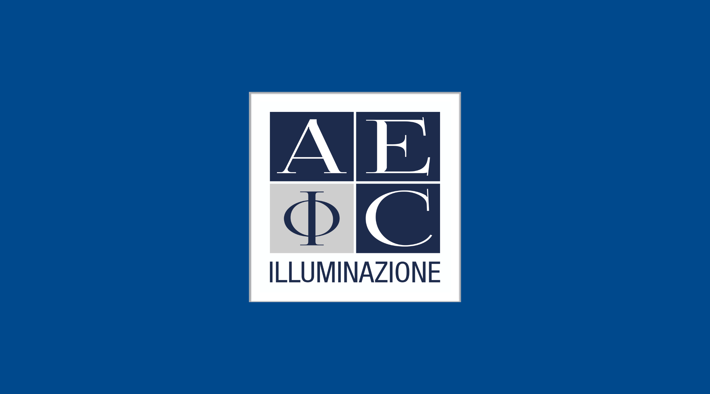 AEC Iluminazione_Brand_Section_Blue AEC Illuminazione Logo on a Medium Blue Background